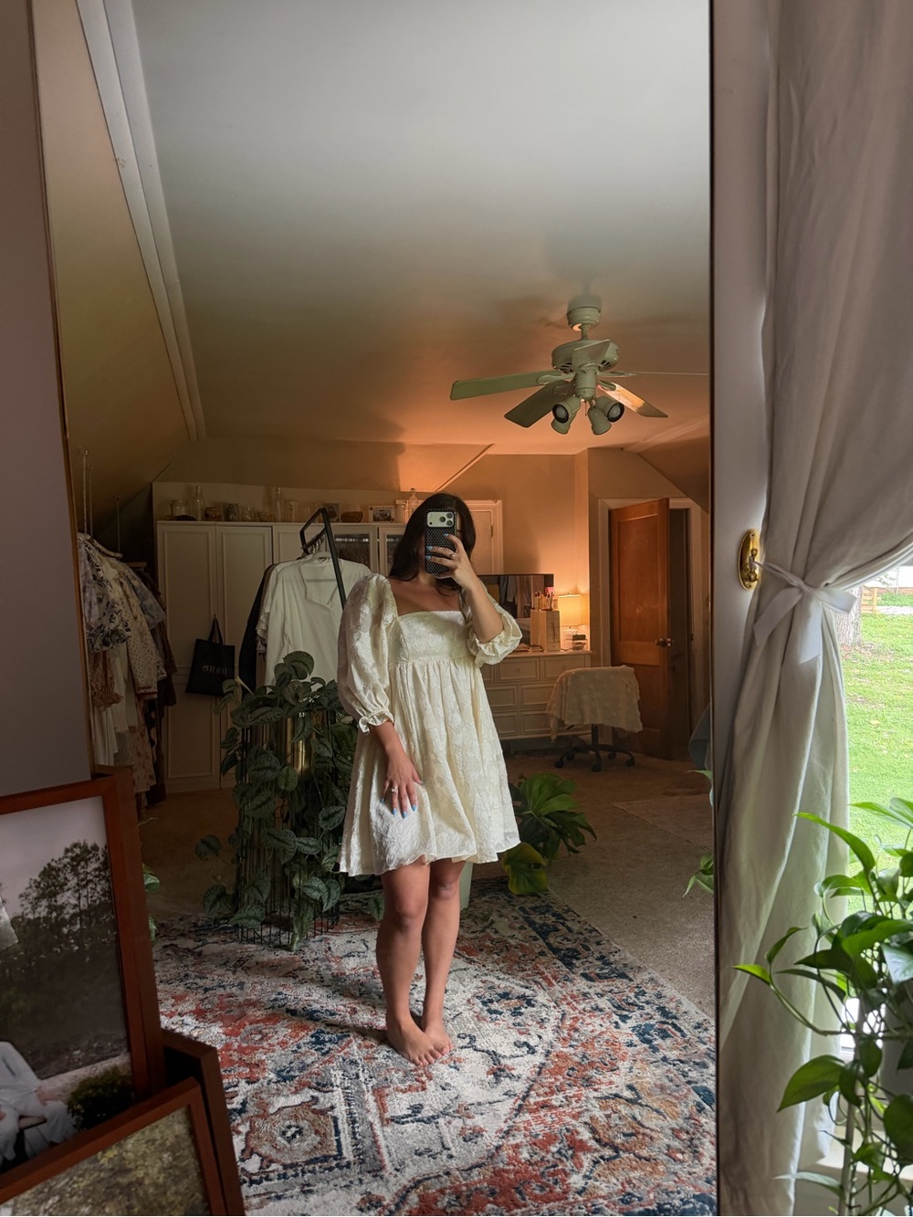 Women's Cream Puff Sleeve Midi Dress